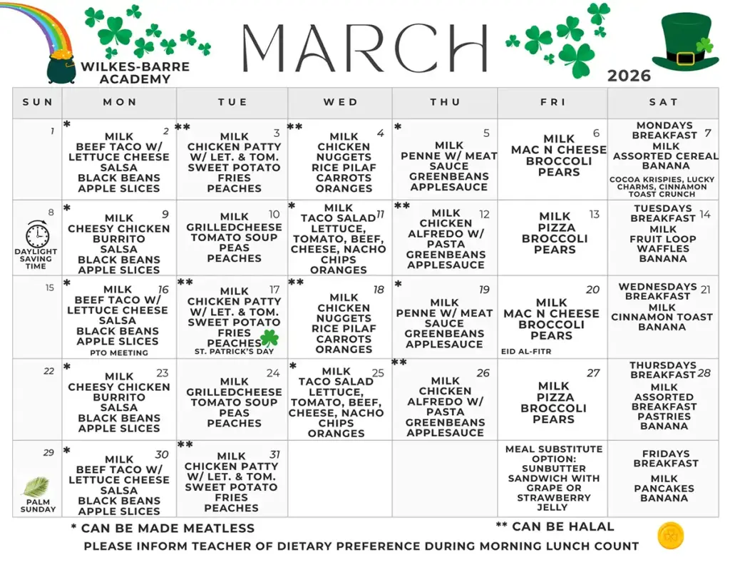 March Menu