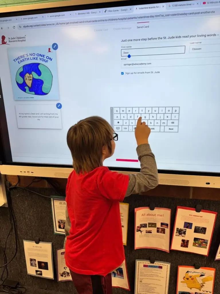 Student using digital white board